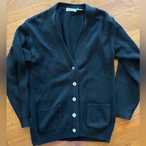 Talbots Long  Black Button-Up Cardigan Sweater